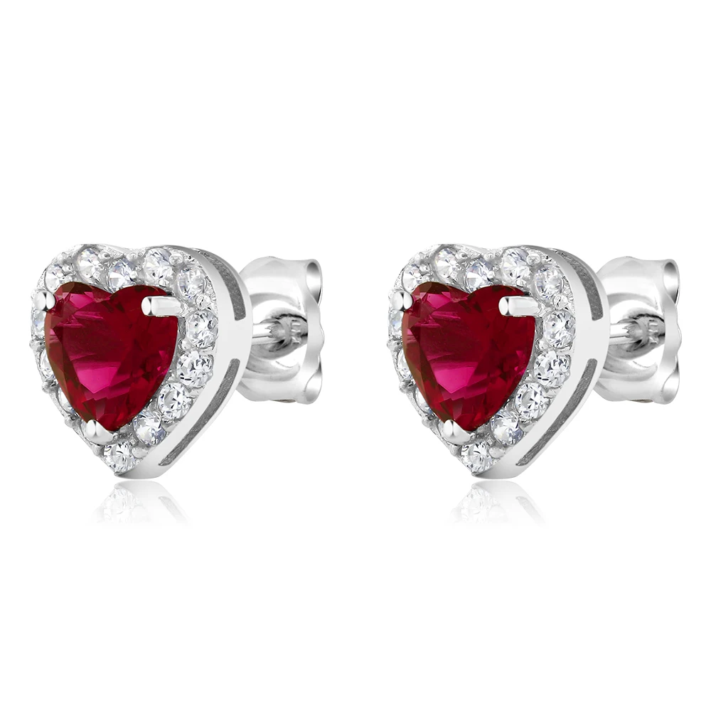 GemStoneKing 2 32 Cttw 5 мм в форме сердца Halo Серьги-гвоздики 925 пробы серебряные ювелирные