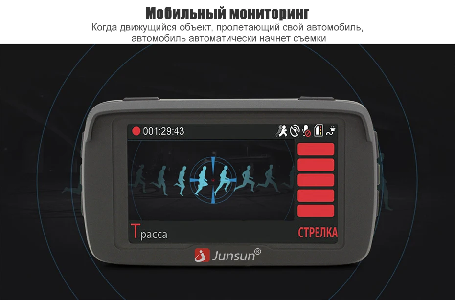 Junsun L2 Видеорегистратор с радар-детектором Комбо-устройство 3 в 1 запись видео 2304×1296 при 30 к/с Ambarella A7 CPU Видеорегистратор радар-детектор и GPS-информатор