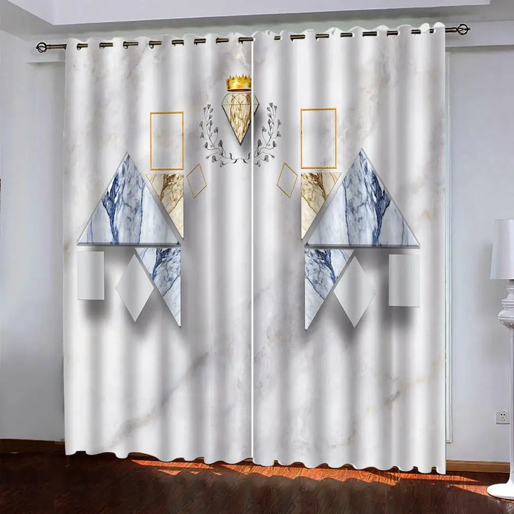 

custom Modern Window Curtain Marble geometry Living Room Blackout Photo Kitchen window drapes cortinas high quality
