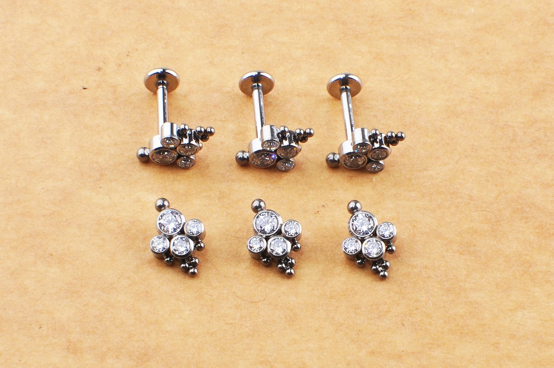 ASTM F136 Titanium16g троичный шар кластер внутренняя нить Лабрет пирсинг губы серьги спираль Daith Tragus серьги пирсинг Тело