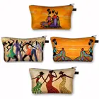 Косметичка в стиле ретро с изображением танцовщицы афро-девушки, женская косметичка, красивая косметичка для девочек в африканском стиле, портативные сумки для туалетных принадлежностей, органайзер, подарок