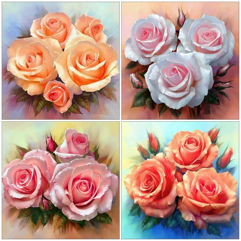 Новое поступление 5D DIY Роза цветы алмазная картина белый красный розовый полная