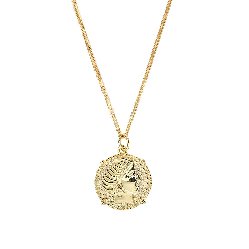 

Retro Portrait Pendant Female 925 Silver Necklace Jewelry Minimalism Chocker Kolye Vintage Collier Bijoux Femme Women Fashion