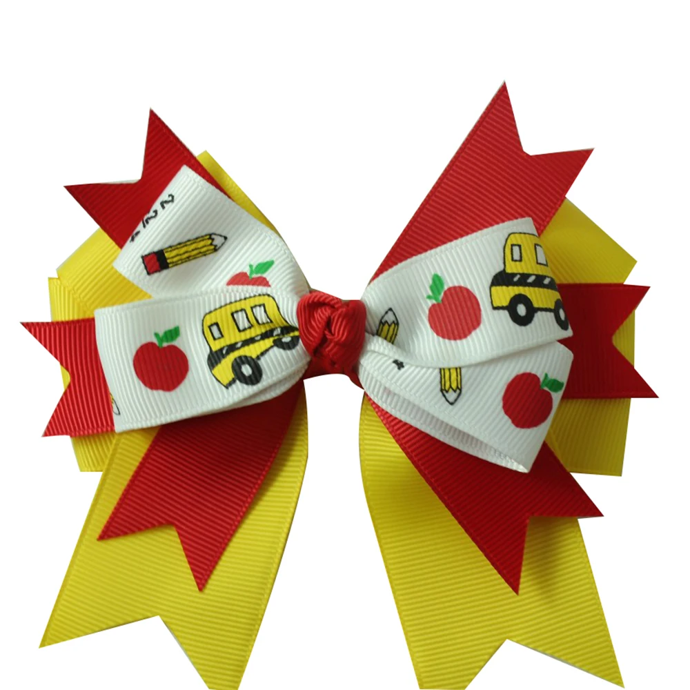 5 дюймов красочные волосы луки Аллигатор зажимы обратно в школу сложенный бант