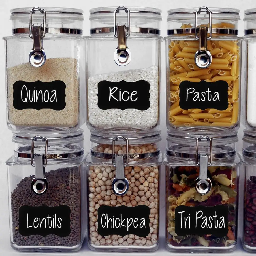 48/80pcs Removable Jar Sticker Labels Cupboard Organizer Stickers With Pen Adhesive Chalkboard Decal Tags Canisters | Дом и сад