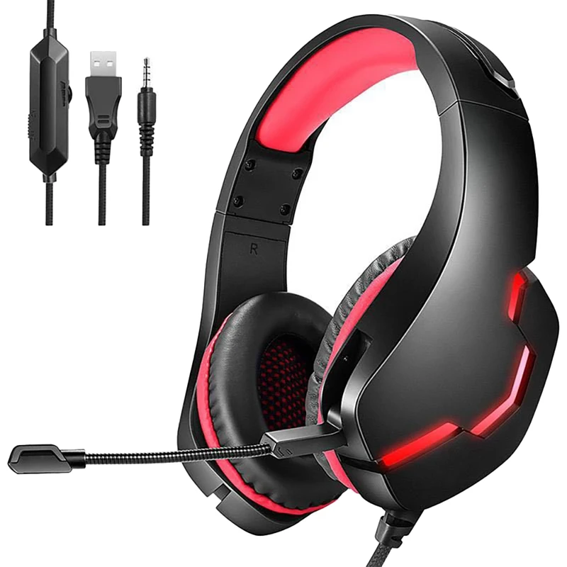 

With Microphone And LED 7.1 Gaming Headphones, For PC PS4 One Switch Laptop Mac Smartphone Tablet