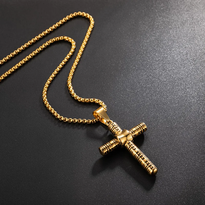 Valily Men's Punk Cross Pendant Necklace Stainless Steel Fashion Christian Jewelry for Men Women 24&quot chain | Украшения и