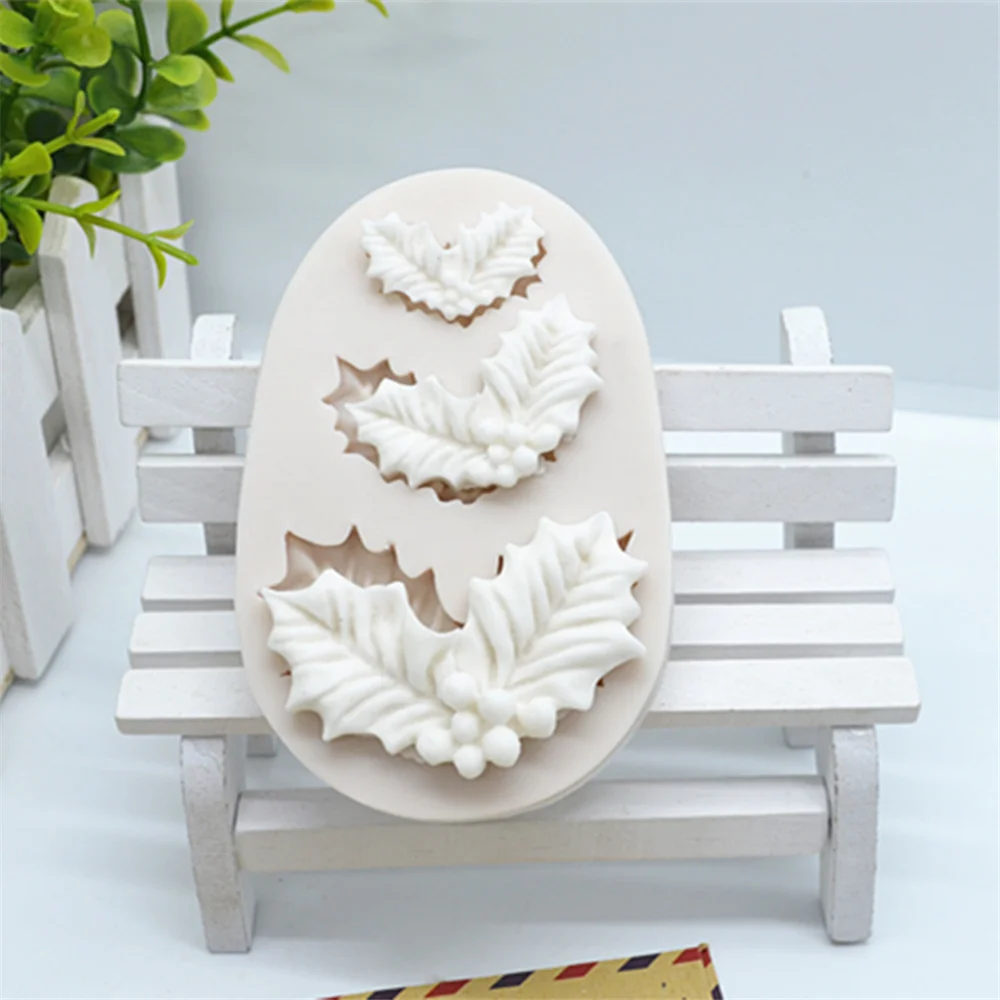 Luyou 1 шт. силиконовая резина прессформы листья Рождественского дерева Fondant