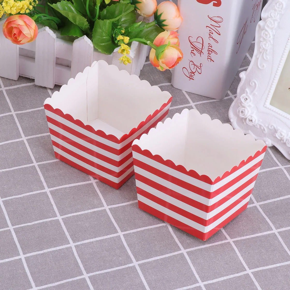 12pcs Disposable Popcorn Boxes Bags Snack Popcorn Box Party Supplies Food Container Tableware For Baby Shower Birthday Favors