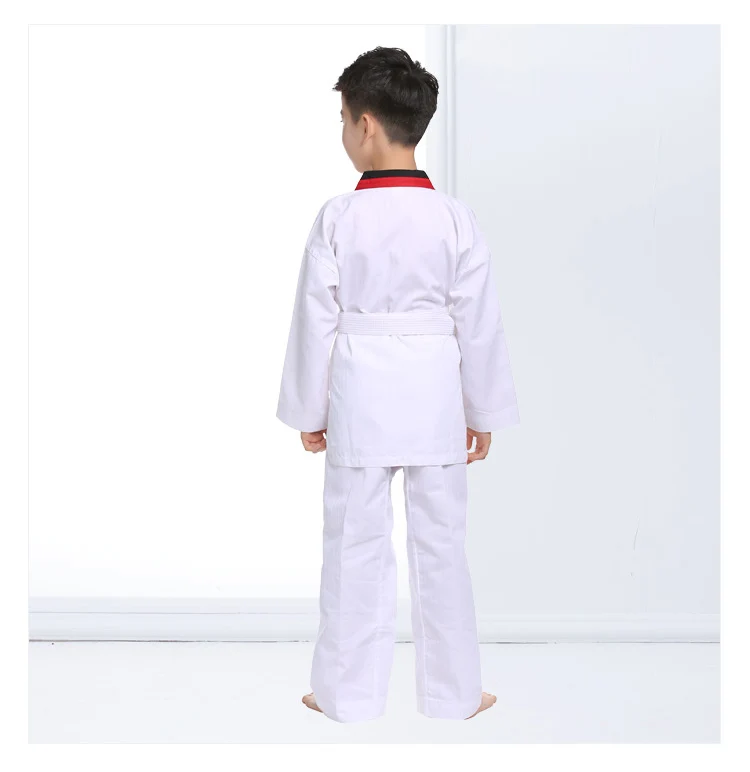 WTF белая униформа для тхэквондо детей и взрослых костюм Dobok Karate одежда с длинным