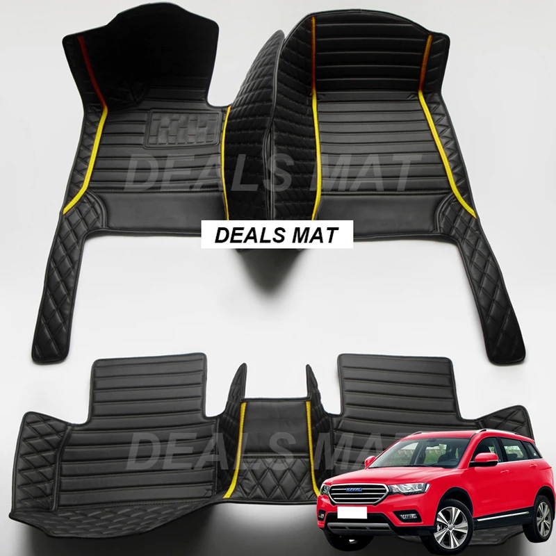 

Luxury Leather 3D interior Parts Custom Car Mats With Pockets Floor Carpet Rugs For Haval H6 2017 2018 2019 2020 accessories
