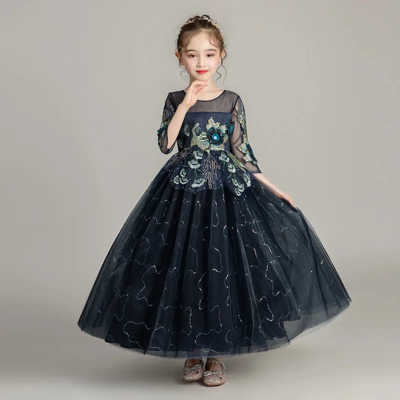 Свадебное платье для девочек; vestidos de noche; нарядные вечерние бальные платья принцессы; Одежда для девочек; Детский костюм для первого причастия; платье для девочек - Цвет: blue