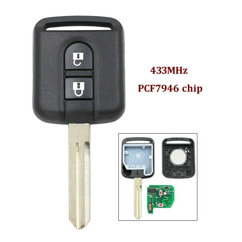 2 Button 43hz ID46 PCF7946 Chip Remote Car Key for Nissan Elgrand X-TRAIL Qashqai Navara Micra Note NV200 | Автомобили и