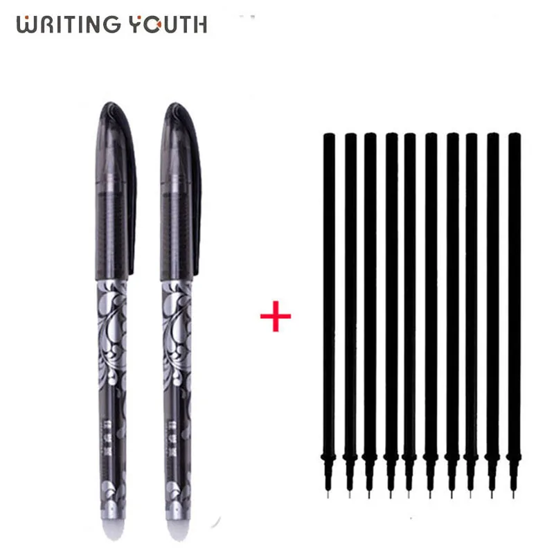 2 + 10 шт./компл. 0 5 мм синяя черная чернильная гелевая ручка стержень со стираемыми