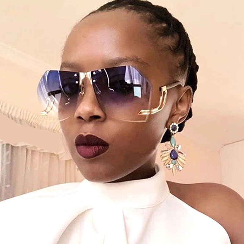 

Fashion Irregular Rimless Sunglasses Women 2020 Oversized Clear Gradient Sun Glasses Trend Unique Female Shades UV400 Sunglasses