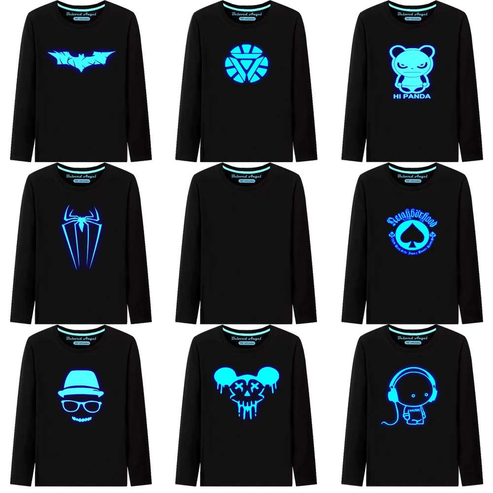 

Футболка для девочек и мальчиков, детская мультяшная хлопковая одежда, модные светящиеся футболки с 3D принтом, Детская крутая одежда в стил...