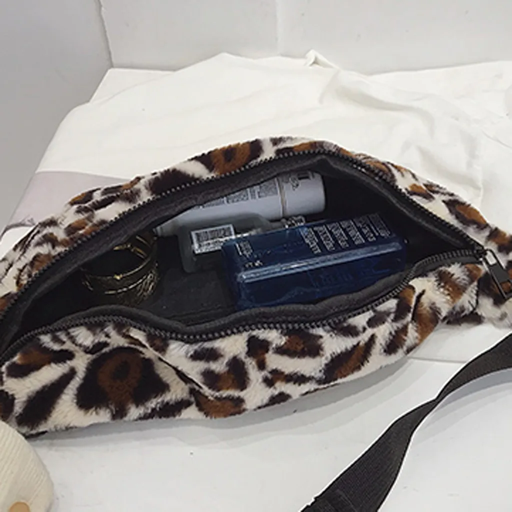 Леопардовые забавные пакеты для женщин 2018 сумки с искусственным мехом на талии