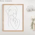 Семейный портрет мама папа ребенок искусство линии рисунок плакаты абстрактный минималистский настенный холст декоративные картины печать живопись детская