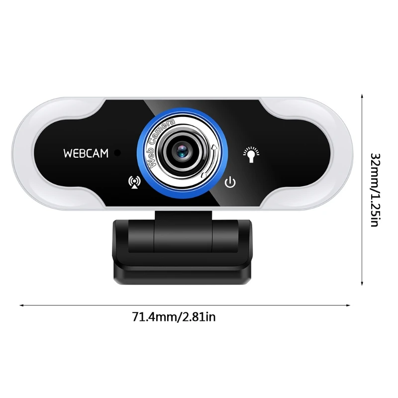 

1080P Computer Camera 3 Million Pixels Built-in Microphone LED Ring Fill Light with Tripod USB Desktop Computer Webcam