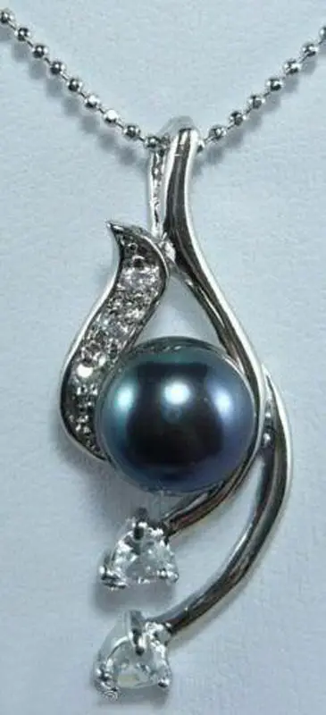 

Beautiful! Natural 10mm Black SHELL Pearl Pendant Necklace AAA+ Grade