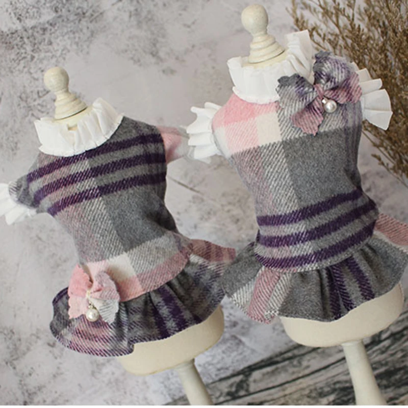 Платье для домашних животных собак теплая шерстяная ткань одежда щенков