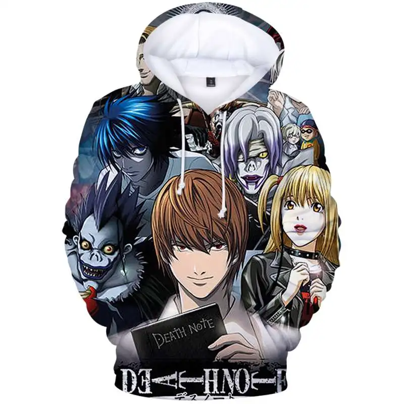 

Милые толстовки в стиле хип-хоп с аниме «Death Note» и 3D принтом, свитшоты для мужчин и женщин, Молодежная Толстовка, модные пуловеры для взрослых...