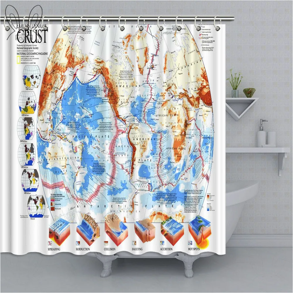 

Colorful World Map Bathroom Curtain 3D Waterproof Polyester Fabric Bath Shower Curtain Blackout Bathroom Accessories