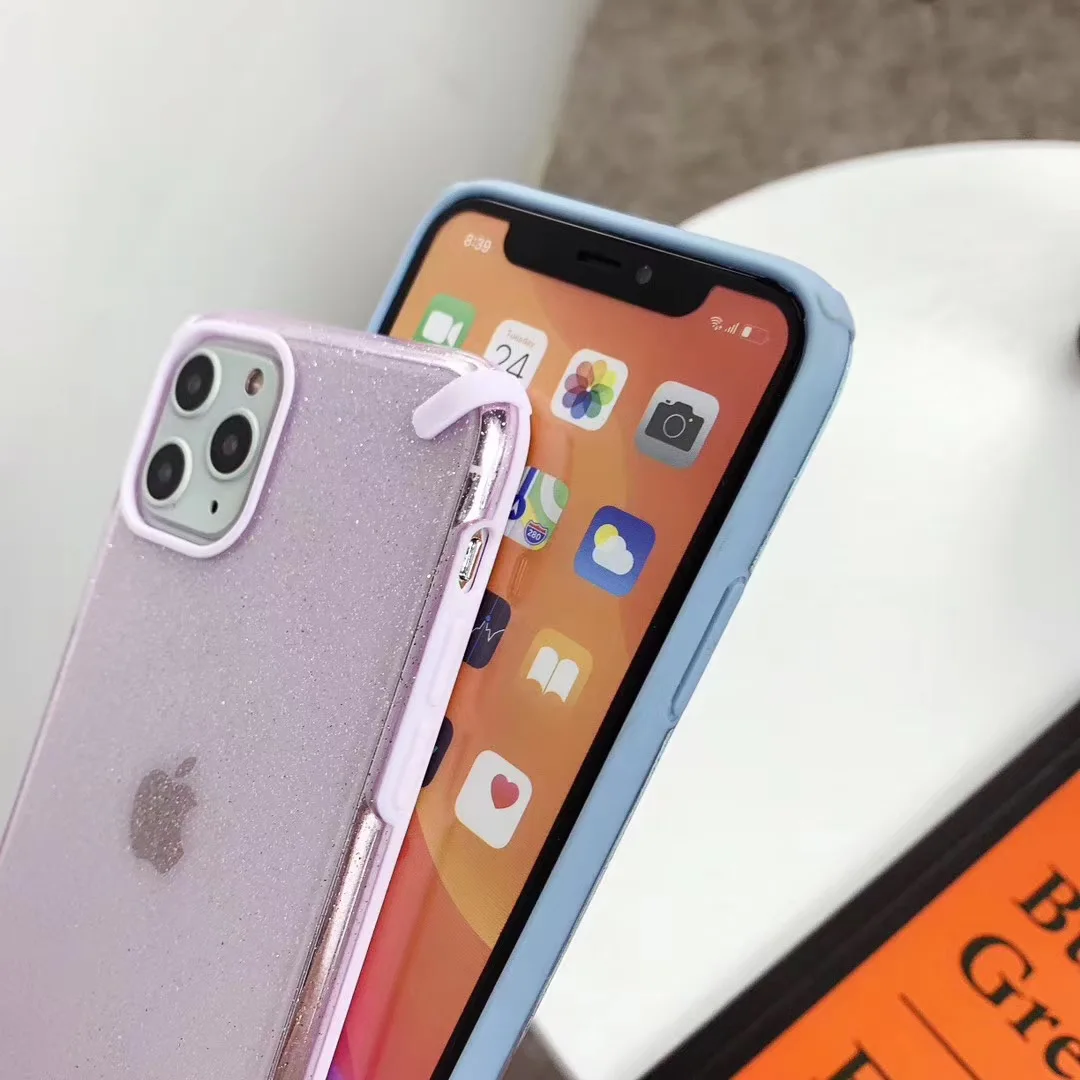 Чехол для IPhone 11 Pro 8 7 Plus 6 6s XR 12 Mini X XS Max plus блестящие мягкие прозрачные силиконовые