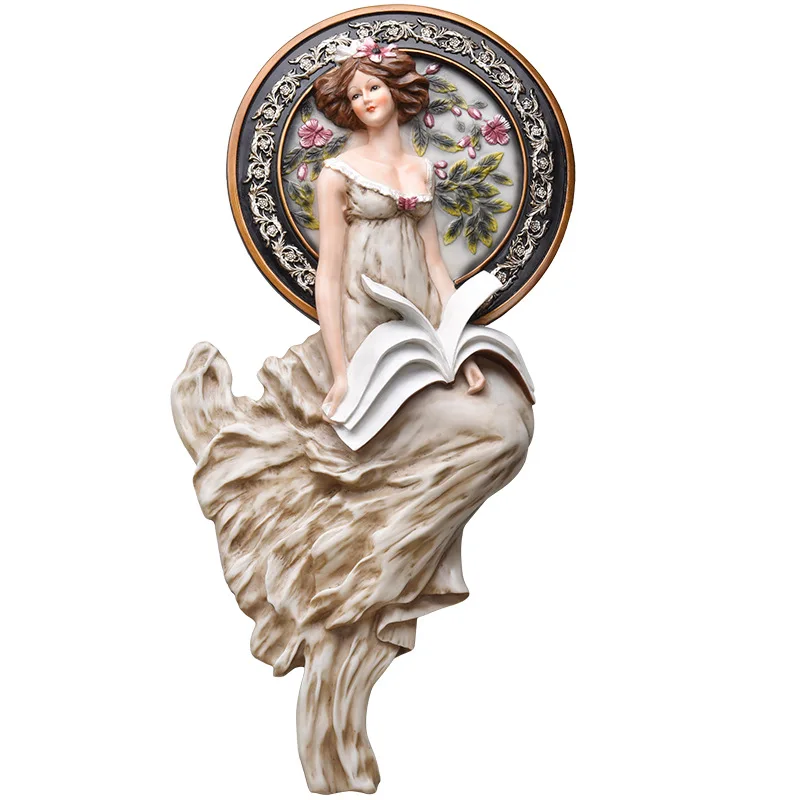 

Luxury Living Room Wall Decoration European Resin Ornaments Artwork Statue Corridor 3D Hanging Sculpture Murals
