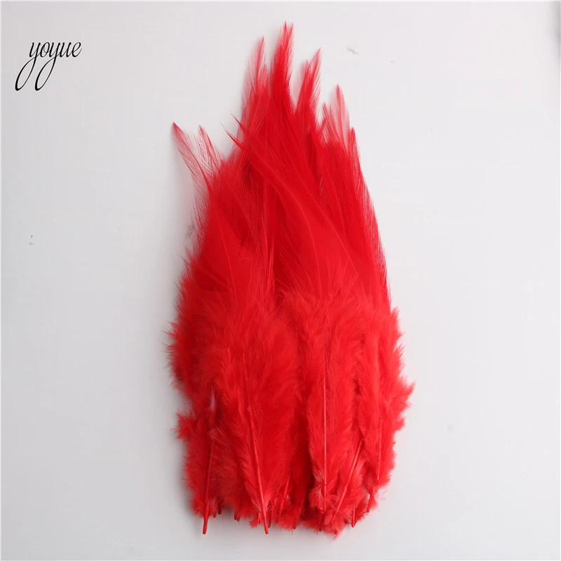 Red YOYUE 100 шт/партия красивое куриное перо 10-15 см/4-6 дюймов петушиные перья для рукоделия DIY Ювелирные изделия Аксессуары Плюмы - Цвет: Red