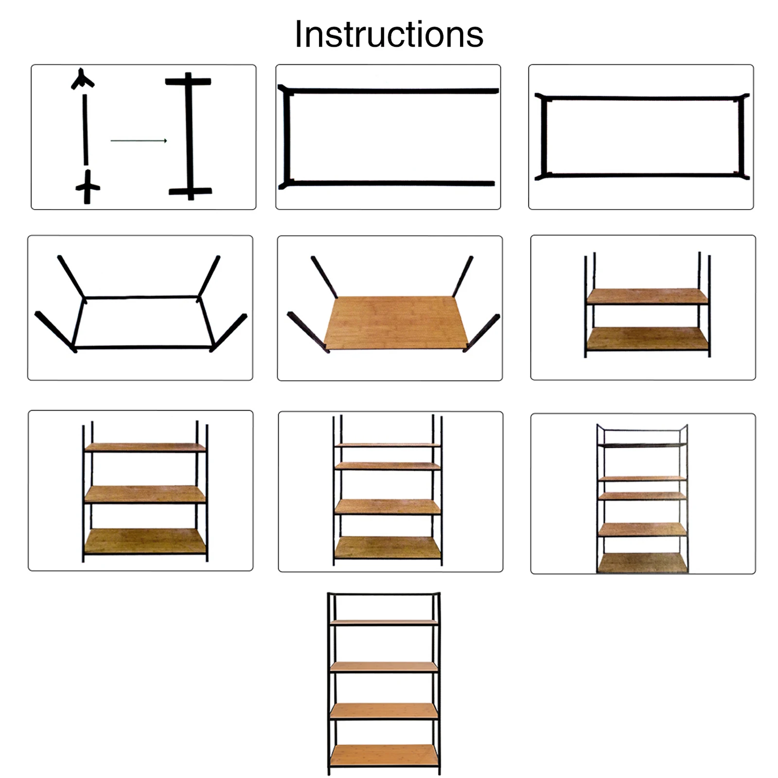 Черный/белый 5 ярусов из углеродистой стали сверхмощные полки для хранения