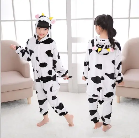 Пижамы для мальчиков и девочек Зимние детские пижамы с изображением животных из