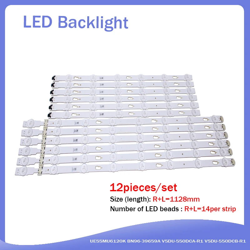 Светодиодная лента для подсветки для Samsung UE55MU6120K, UE55JU7000, UE55KU6000K, фонарь 39660A, 40099A, 40100A, фонарь 550DCB-R1, 12 шт.