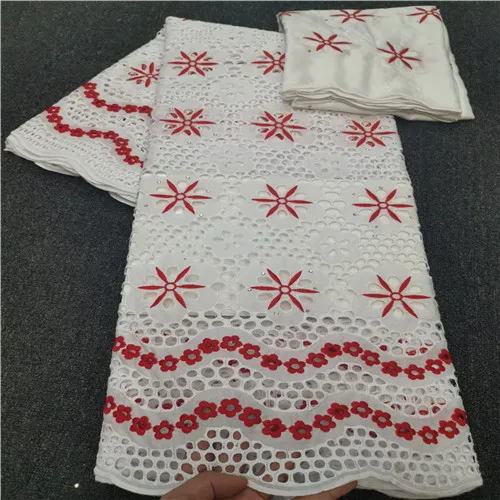 white red Африканская кружевная ткань швейцарская вуаль кружево высокое качество Базен riche getzner nouveau tissu батик ткань сетка lace5yard/setL1402 - Цвет: white red