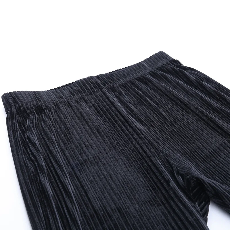 

Dark Retro High Waist Flare Pants Women Girls Casual Wide Leg Elastic Waist Black Pants Female Long Trousers