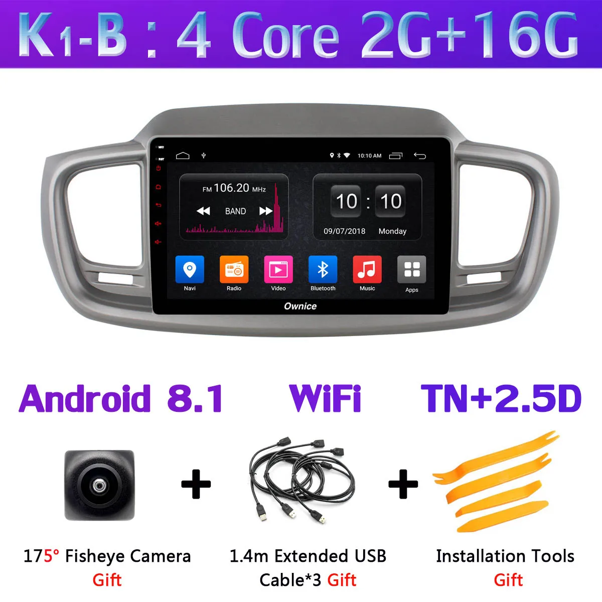 K1-B 360 ° панорамная камера 4G WiFi Android 9,0 8Core 4+ 64G Автомобильный мультимедийный плеер gps Радио SPDIF DSP CarPlay для Kia Sorento - Цвет: K1-B