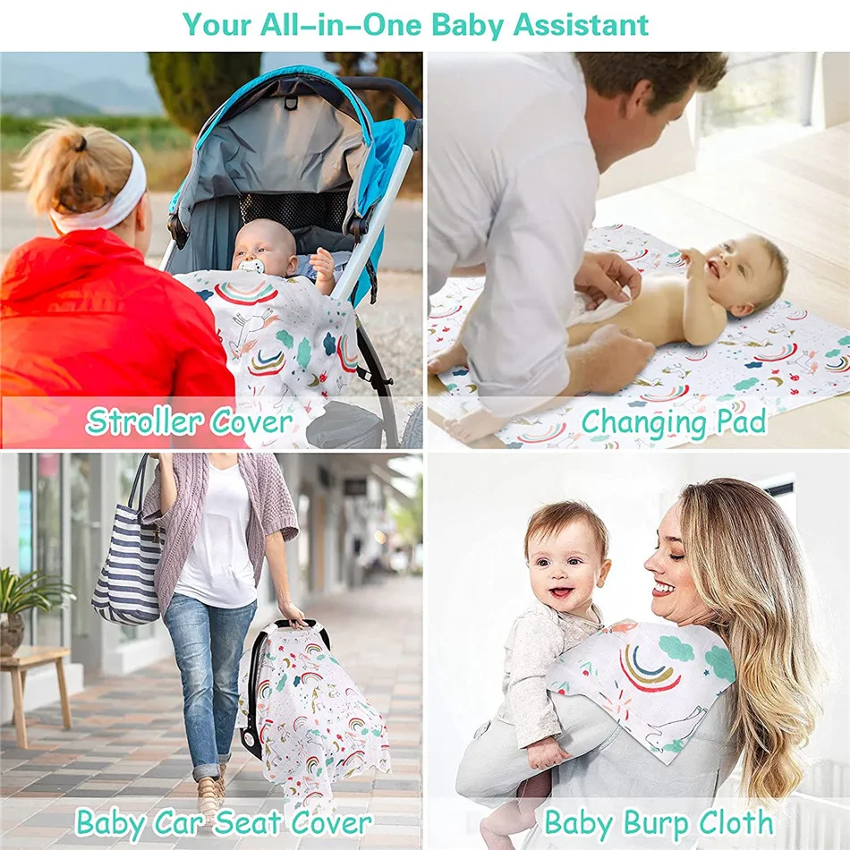 

Warmom Baby Stroller Seat Sunshade Stroller Sunshade Breathable Cotton Double Gauze Printing Windproof And Sunscreen Baby Cover