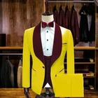 2021 модный желтый Мужской приталенный костюм смокинг для жениха официальный свадебвечерние вечерний костюм Индивидуальный мужской блейзер для лучшего человека 3 шт.