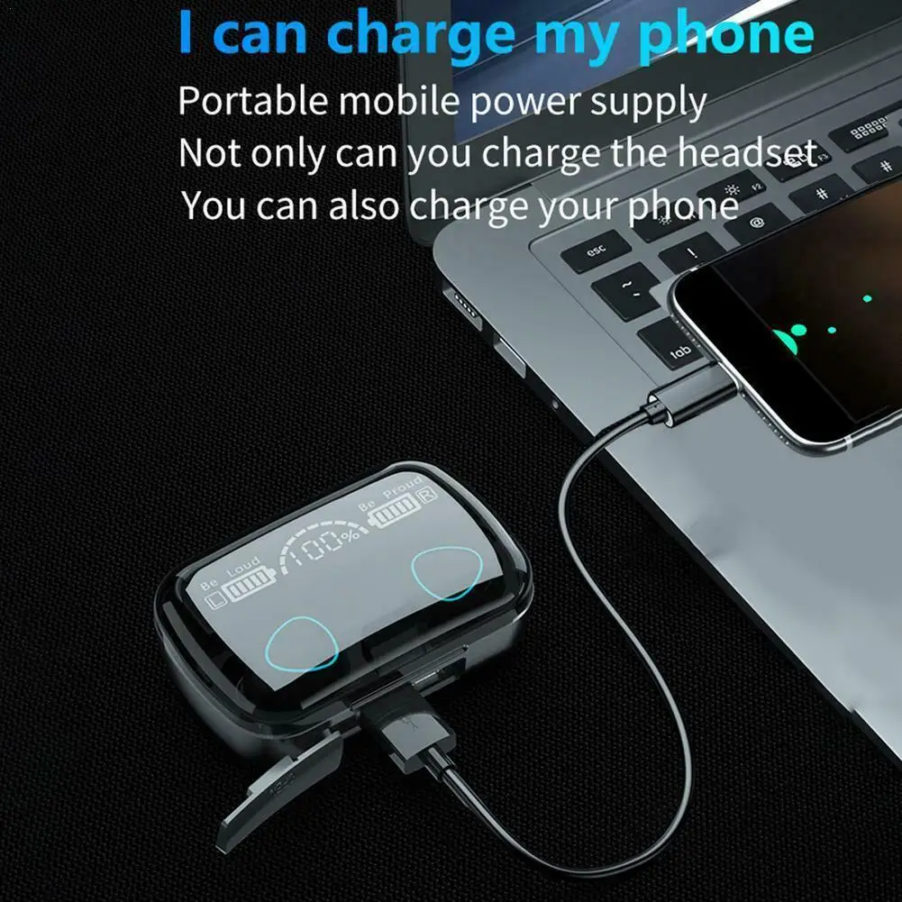 

M10 Bluetooth 5,1 гарнитура с зарядным устройством, Беспроводная стереогарнитура с микрофоном, водонепроницаемые наушники-вкладыши, Спортивная га...