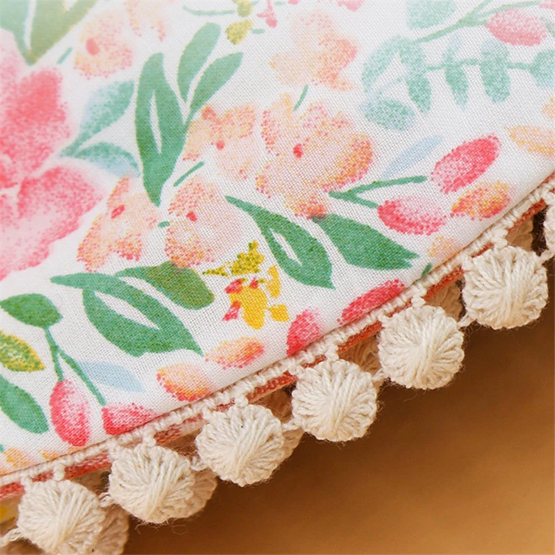 

3Pcs Baby Headband Tassel Saliva Towel Floral Print Newborn Double Side Bibs Boys Girls Bandana Burp Cloths Feeding Smock Stuff