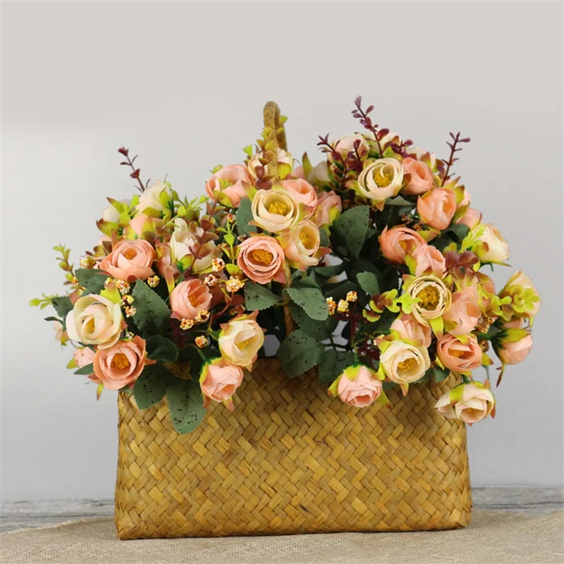 

13 Handmade Buds Of Artificial Flower Silk Flower Peony Rose Interior decoration tabletop wedding decoration Art fake flowers