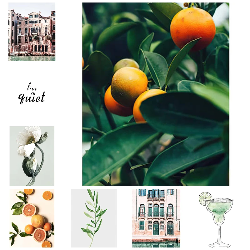 

Wall Art Canvas Painting Nordic Fresh Fruit Poster Abstract Landscape Lemon Orange Painting Picture Modern Room Decoration