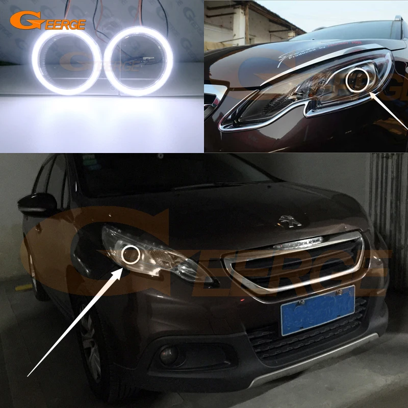 

For Peugeot 2008 I pre facelift 2013 2014 2015 2016 Excellent Ultra bright COB led angel eyes halo rings Day Light