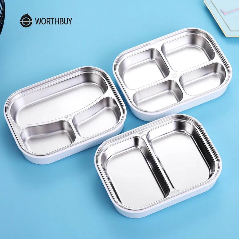 Японский цветной узор Bento Box 304 Ланч-бокс из нержавеющей стали с отделениями для