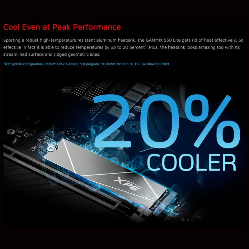 ADATA XPG GAMMIX S50 Lite PCIE GEN4X4 M.2 2280 твердотельный накопитель 1 ТБ SSD Стандартный для