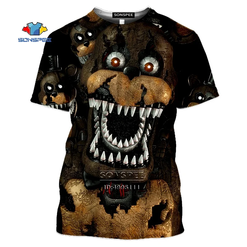 

SONSPEE 3D Print Five Nights At Freddy's Men's T-shirt FNAF Foxy Bonnie T shirt Summer Casual Shirt Freddy Fazbear Sister Tees