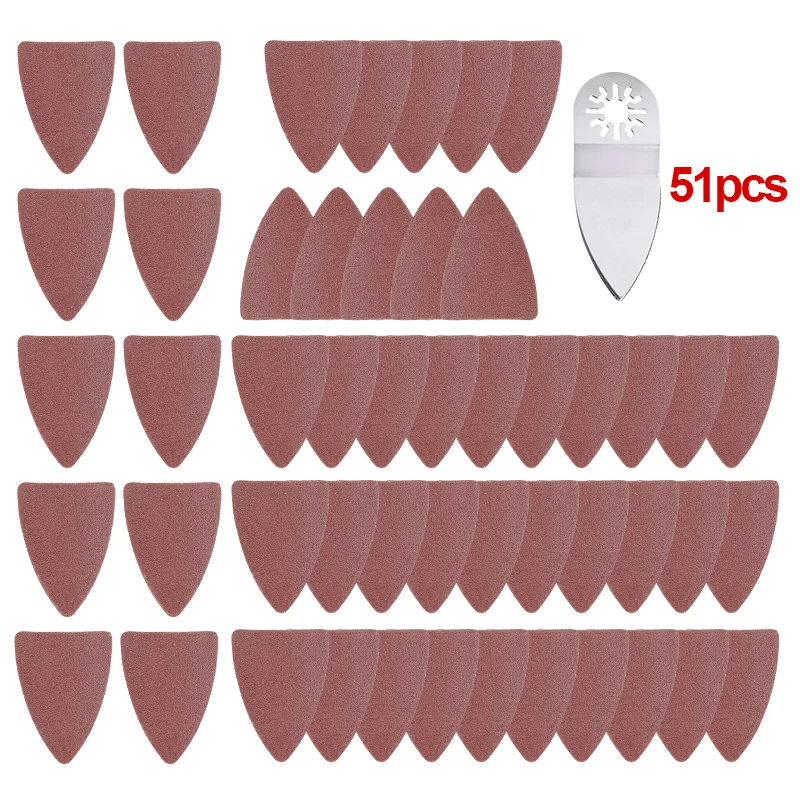 

51xTriangle Sander Sandpaper Grinder Sanding Pads Disc Sheet Hook Loop Mixed