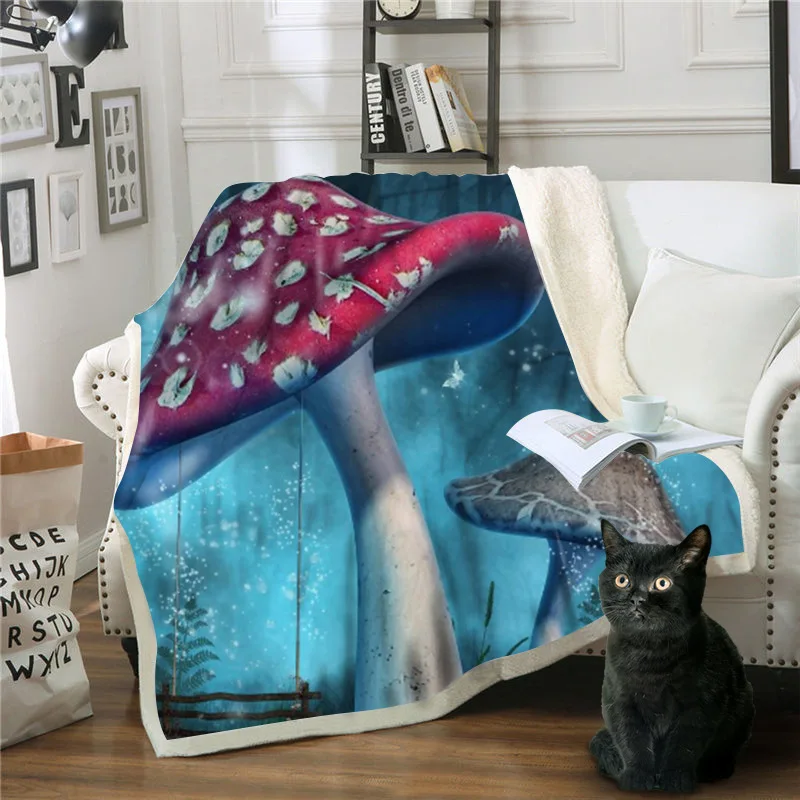 

Hoodie Blanket Plush Throw Blanket 3D Red Mushroom Printed Sherpa Fleece Microfiber Throw Blanket 2019 Drop Shipping