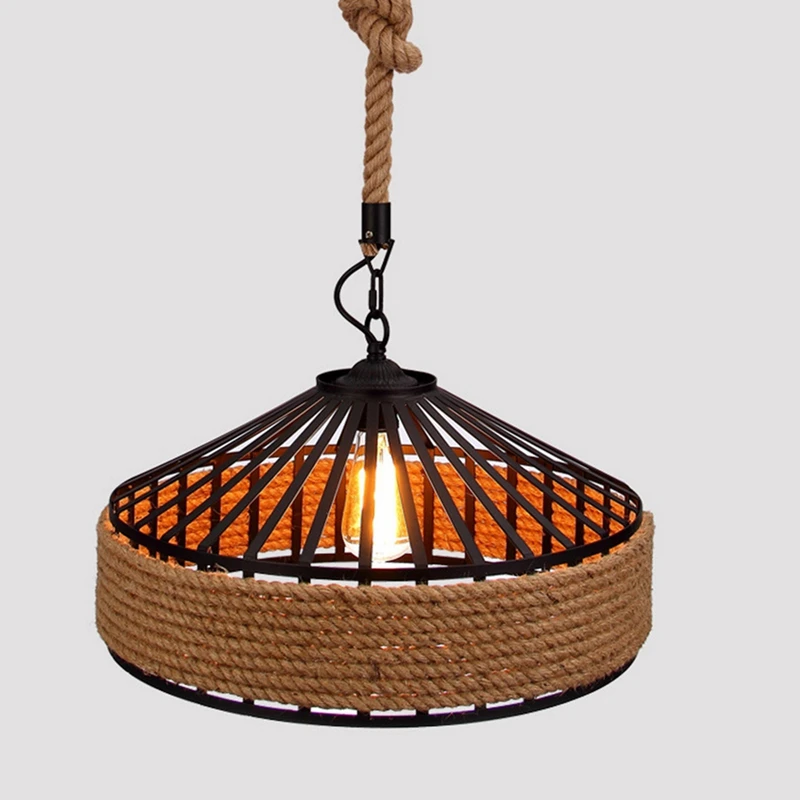 

1Pcs Auto Car Garbage Can Car Trash Can with Vintage Creative Pendant Lamp Hemp Rope Iron Lampshade