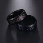 Кольцо унисекс из углеродного волокна, шириной 8 мм, в стиле панк, с решеткой красного и синего цветов, решетчатое кольцо